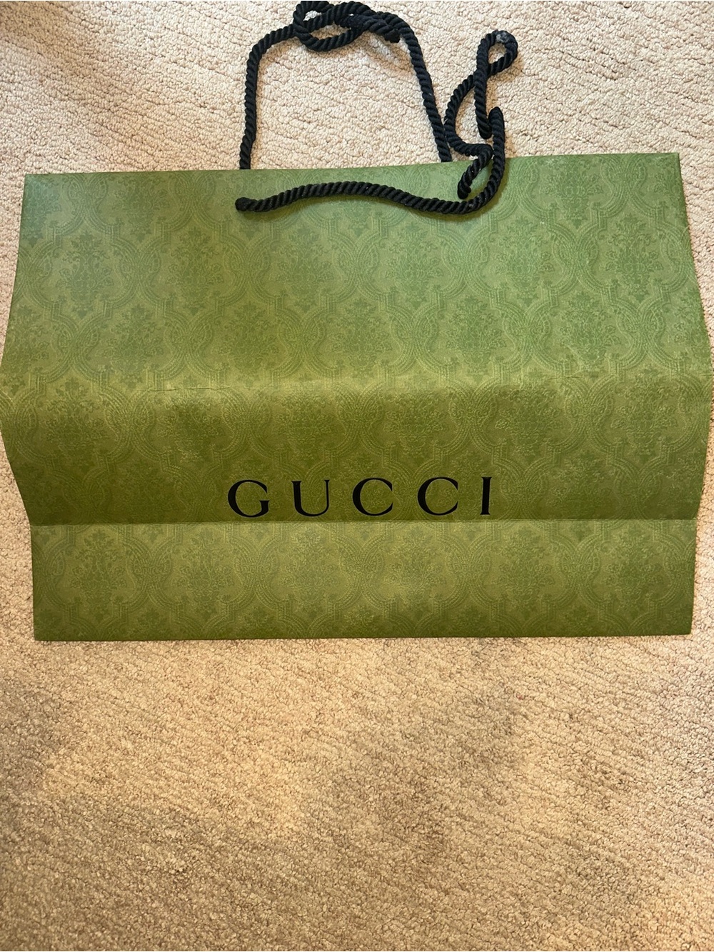 Gucci Olive Green Jacquard Logo Shopping Bag
